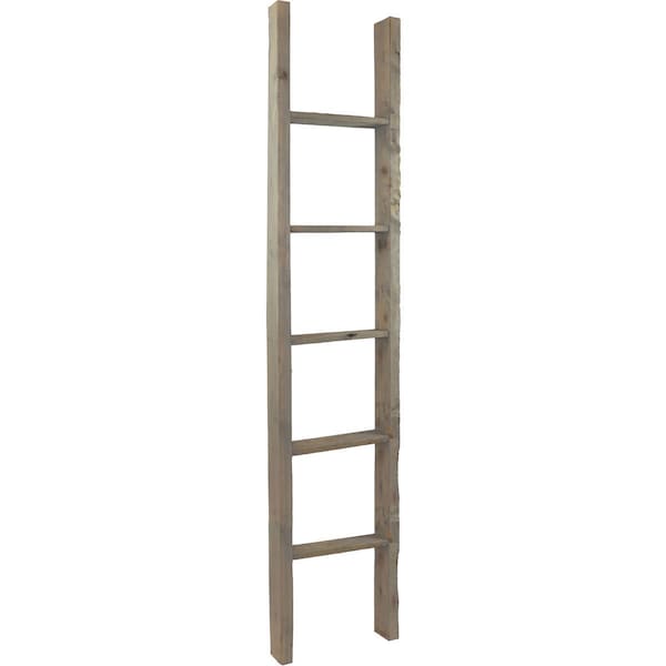 Ekena Millwork 15"W x 72"H x 3 1/2"D Vintage Farmhouse 5 Rung Ladder, Barnwood Decor Collection, Reclaimed Grey DECR015X072X04LDRGY - main